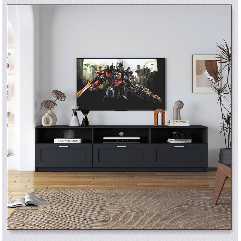 Modern Minimalist TV Cabinet TV Stand Open Locker Living Room Bedroom Black